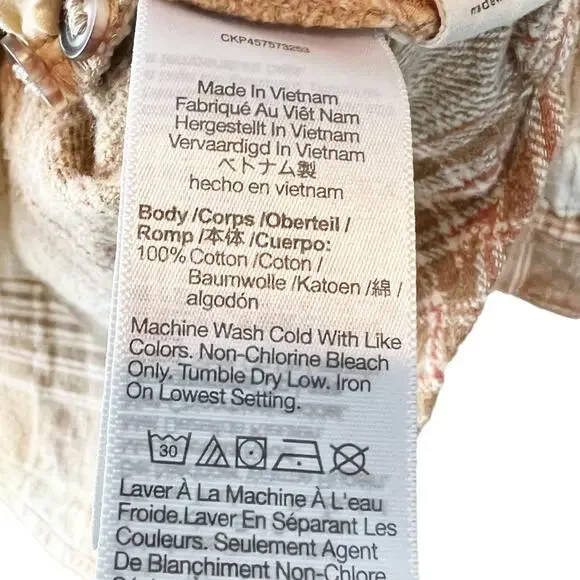 MADEWELL Slub Flannel Plaid Sunday Shirt in Earthen Sand sz‎ S - Picture 5 of 7